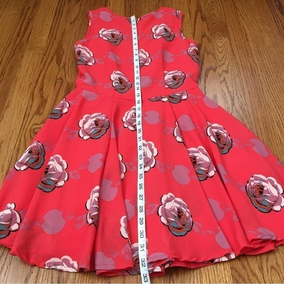 Maison Jules Red Floral  Sleeveless Floral pleated Fit & Flare Dress - Picture 13 of 16